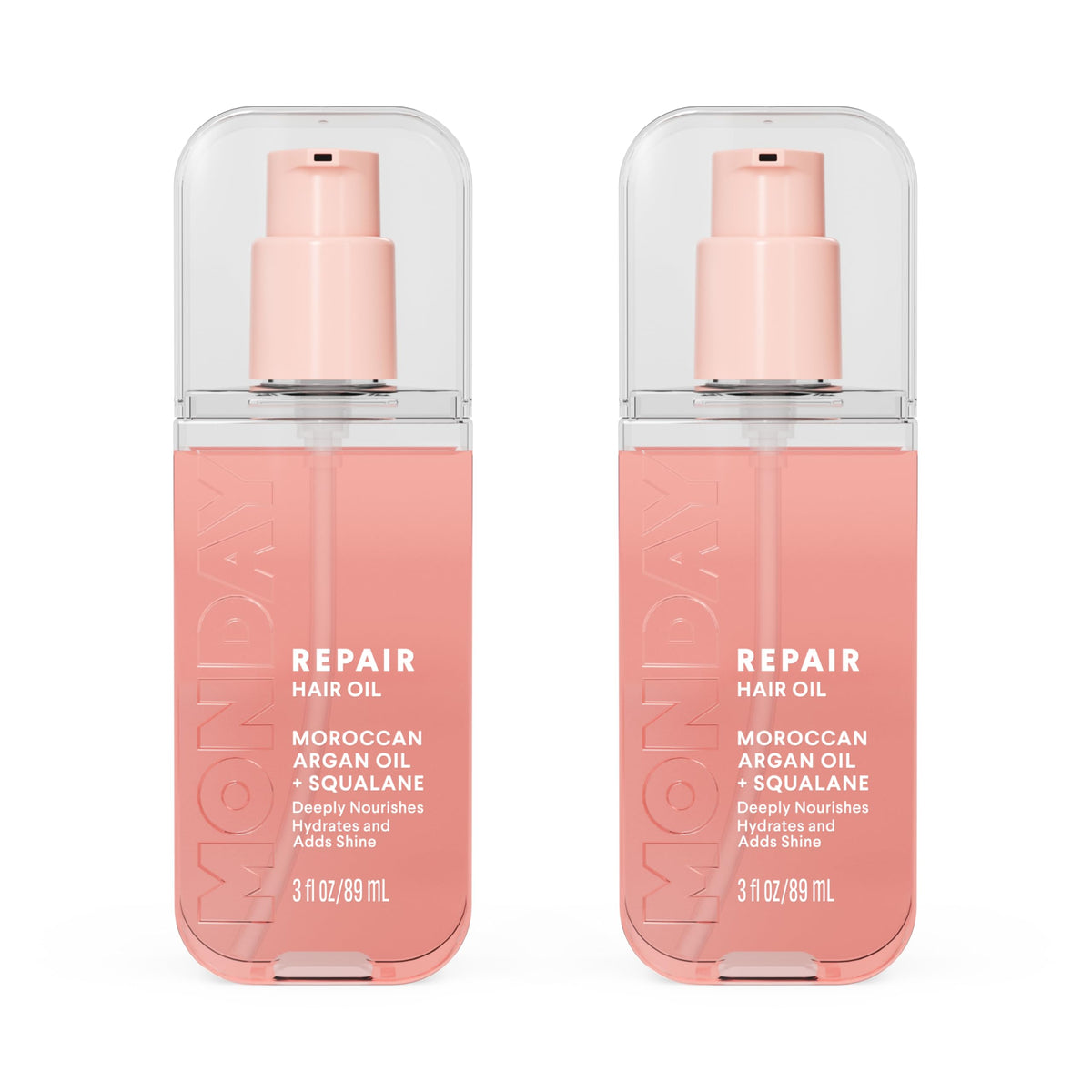 MONDAY HAIRCARE front bottle view showing sleek packaging and shine benefit