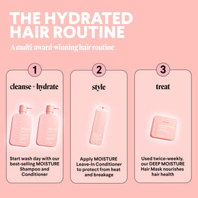 MONDAY HAIRCARE bottles held in hand showing 12 fl oz scale and travel-friendly size