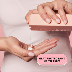 MONDAY Haircare size scale with hand showing product dimensions and travel-friendly benefit