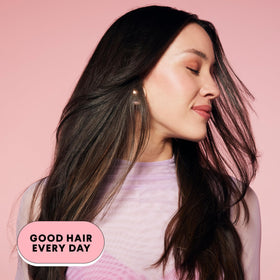 MONDAY HAIRCARE in-shower use demonstrating smoother, frizz-reduced hair