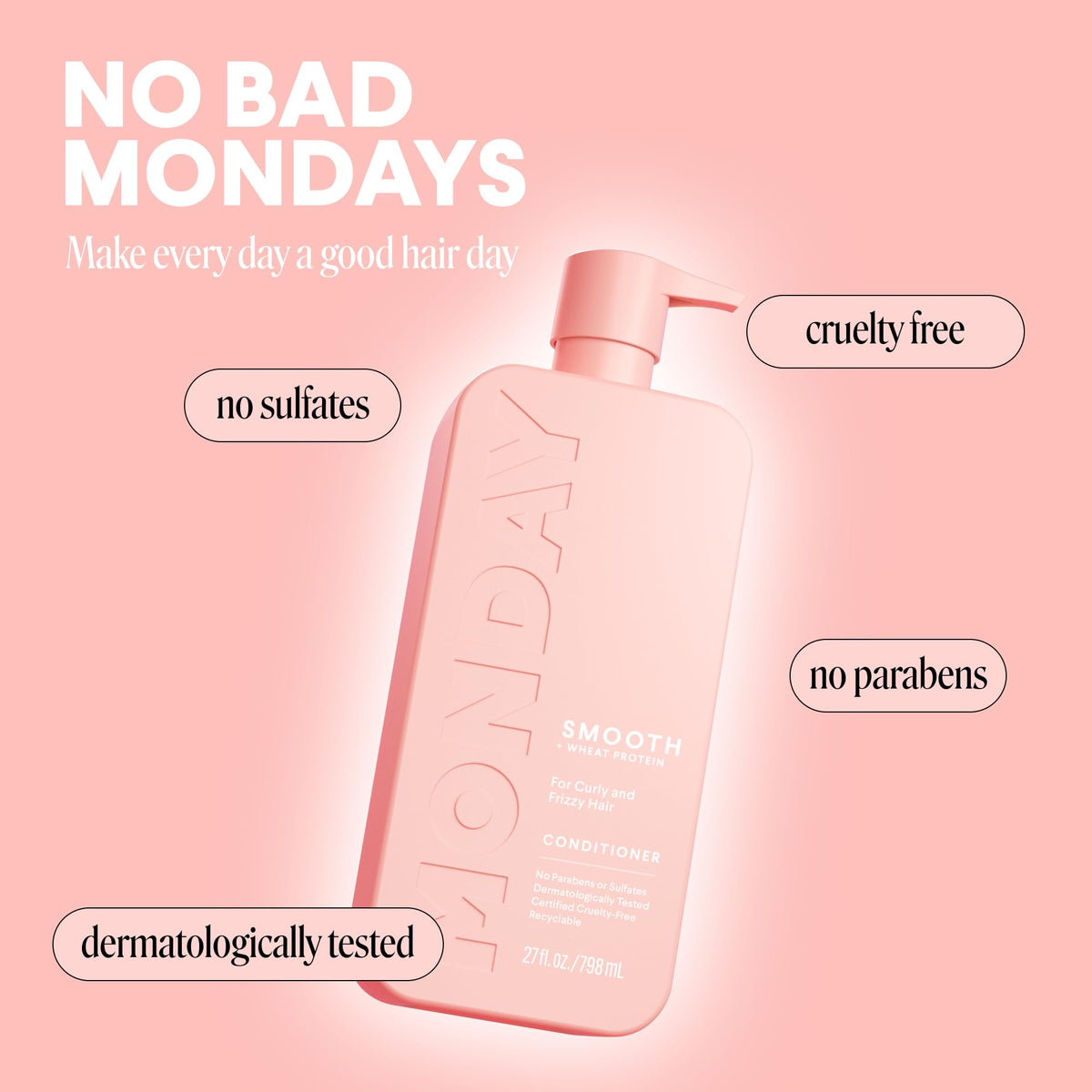 MONDAY HAIRCARE coconut and avocado oils highlighting nourishing effect