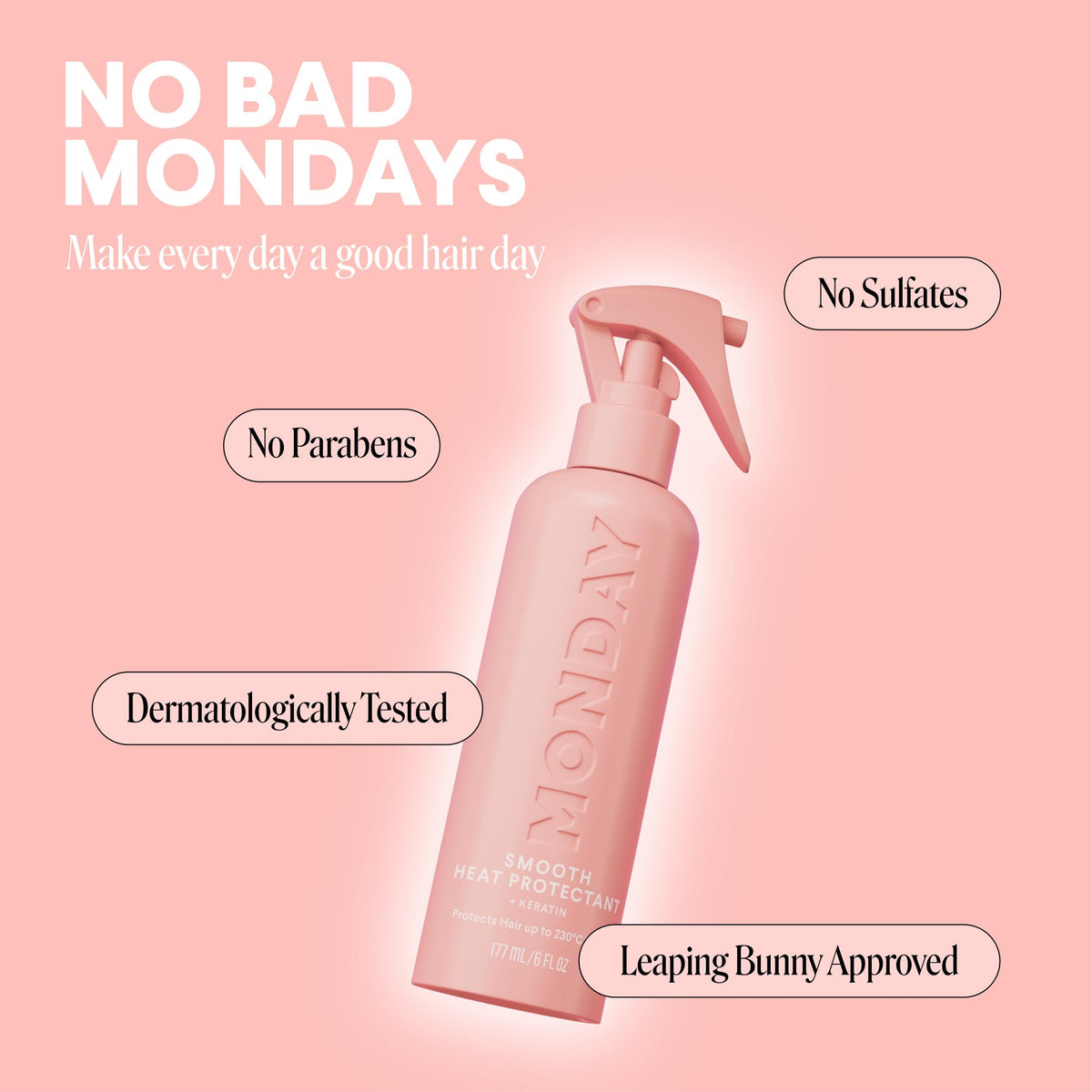 MONDAY HAIRCARE 6 oz bottle beside everyday items showing size