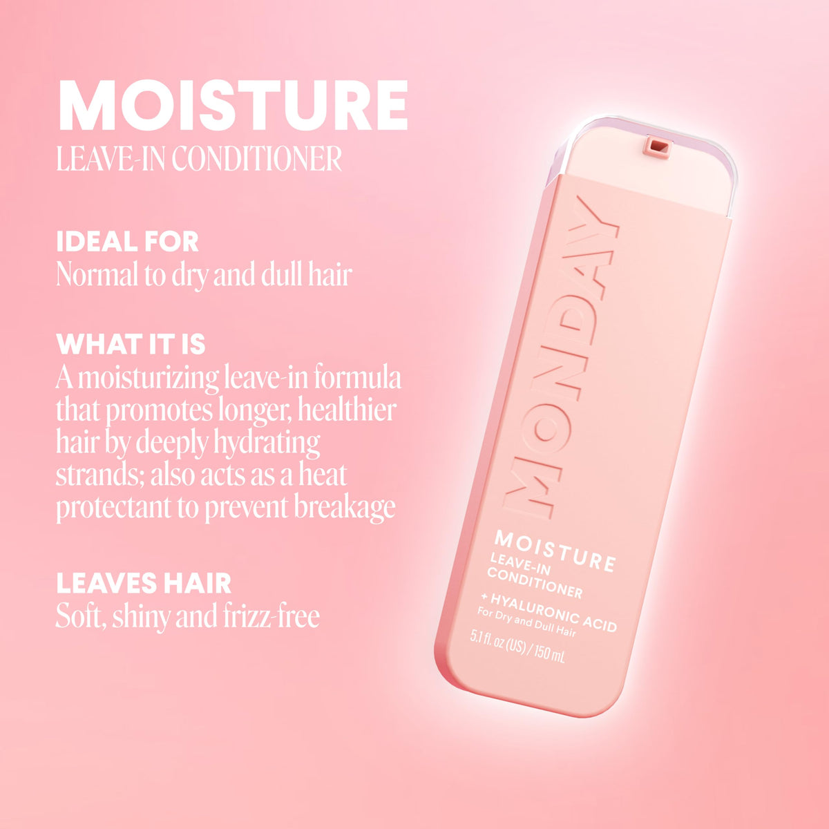 MONDAY HAIRCARE texture drop showing lightweight formula and hydration benefit