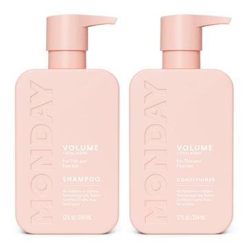 MONDAY HAIRCARE front packaging showing tidy bottles and benefits
