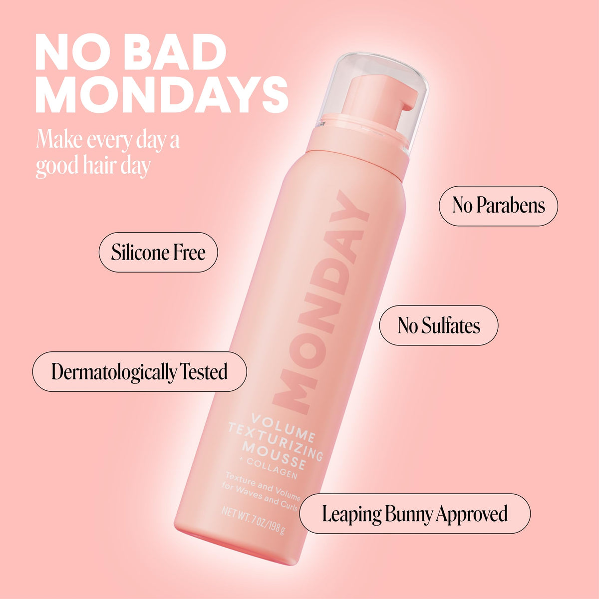 MONDAY HAIRCARE size comparison in hand to show 7 oz bottle portability