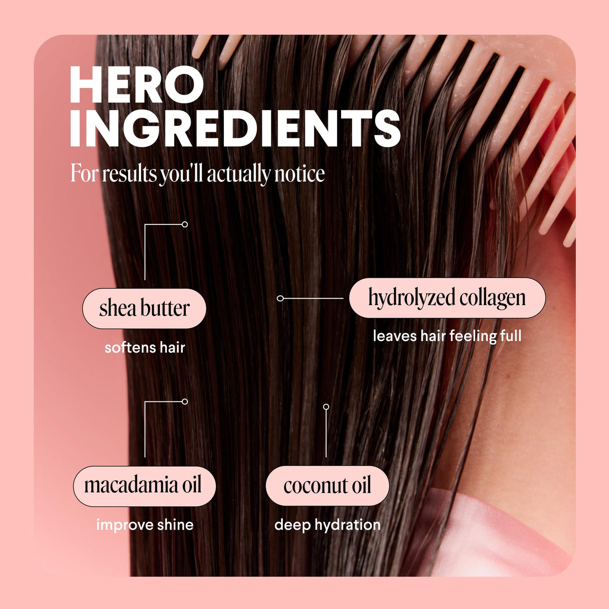 MONDAY HAIRCARE collage of hydrolyzed collagen and macadamia oil benefits