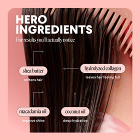MONDAY HAIRCARE collage of hydrolyzed collagen and macadamia oil benefits