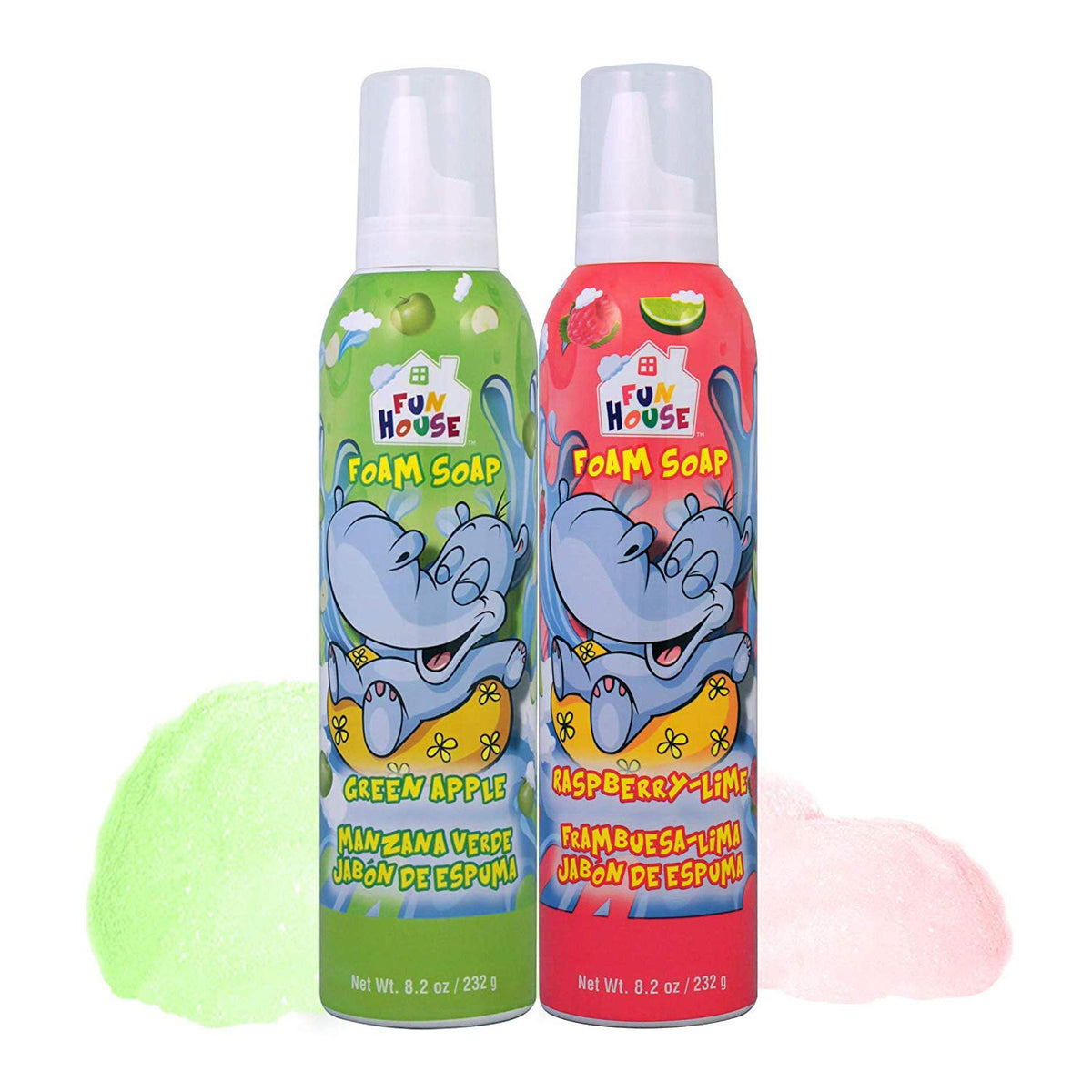 Moneysworth & Best front packaging showing two foam soap cans and colorful labels, playful appeal