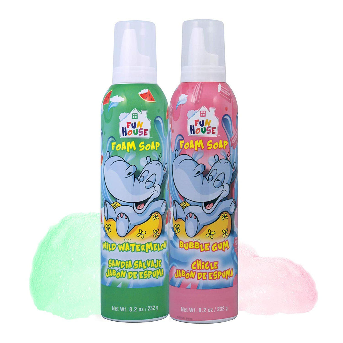 Moneysworth & Best front packaging showing two colorful foam soap cans and playful branding