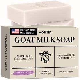 MONIER front packaging three-pack showing lavender bars and benefits