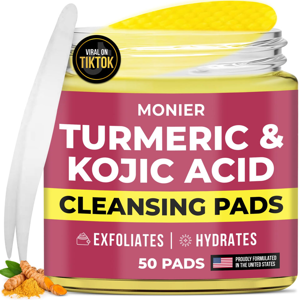 MONIER front packaging showing turmeric kojic pads and calming benefits