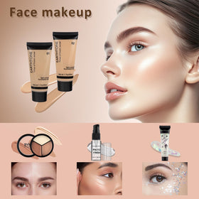 MONRUEVT lip colors and mascara arranged to show versatile finishing options