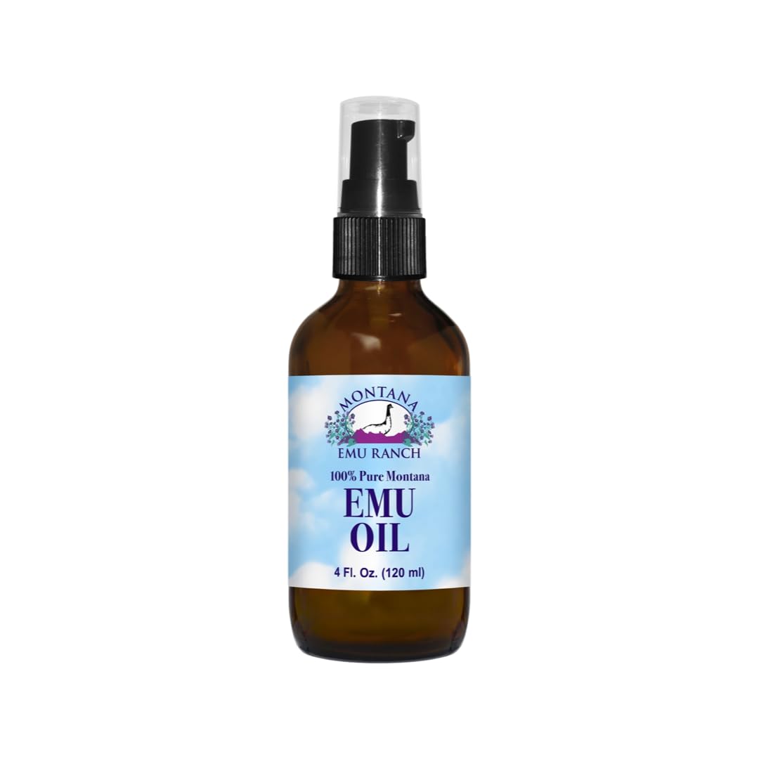 Montana Emu Ranch front bottle showing clean packaging and purity benefit