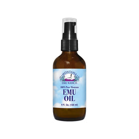 Montana Emu Ranch front bottle showing clean packaging and purity benefit