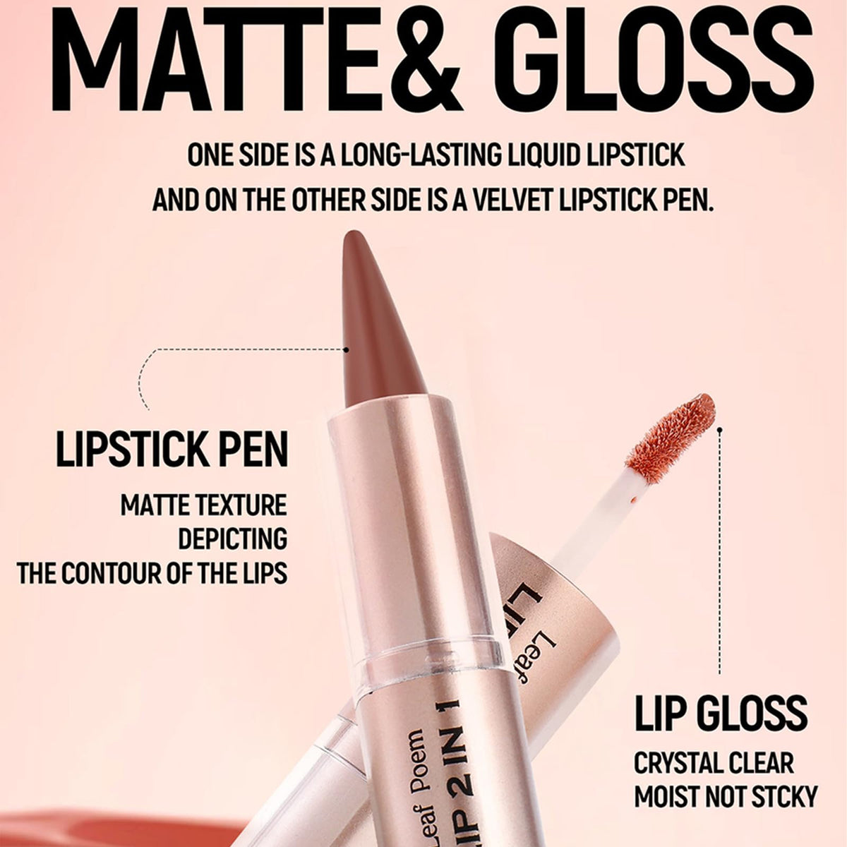 MooGlamor gloss texture close-up showing smooth non-sticky shine benefit