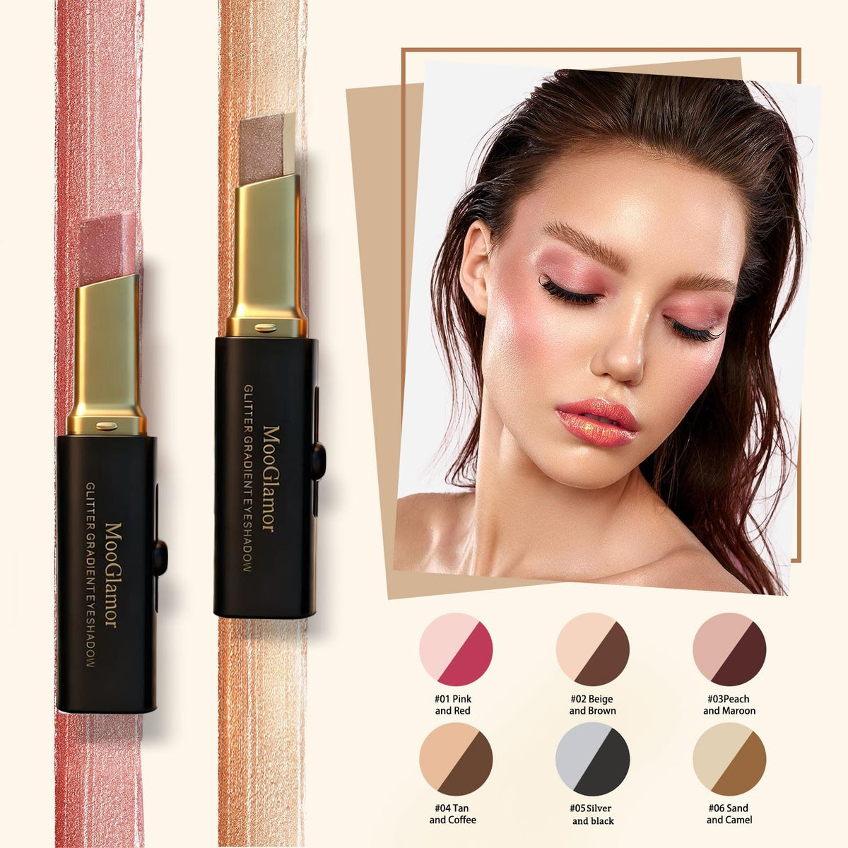 MooGlamor dual-color tip closeup showing paired shades for instant gradient effect