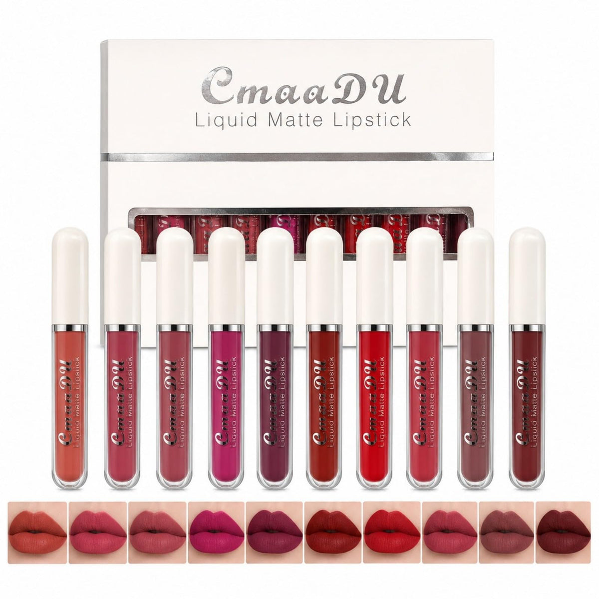 MooGlamor front packaging showing ten sleek matte tubes and compact case benefit gift-ready
