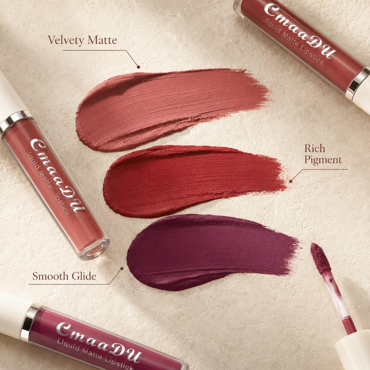 MooGlamor model applying lipstick showing real wear and long-lasting color