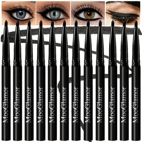 MooGlamor pack front view showing 12 black retractable gel eyeliners for value and convenience