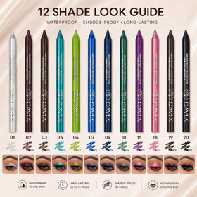 MooGlamor pencils top view displaying color range, helpful for choosing shades quickly