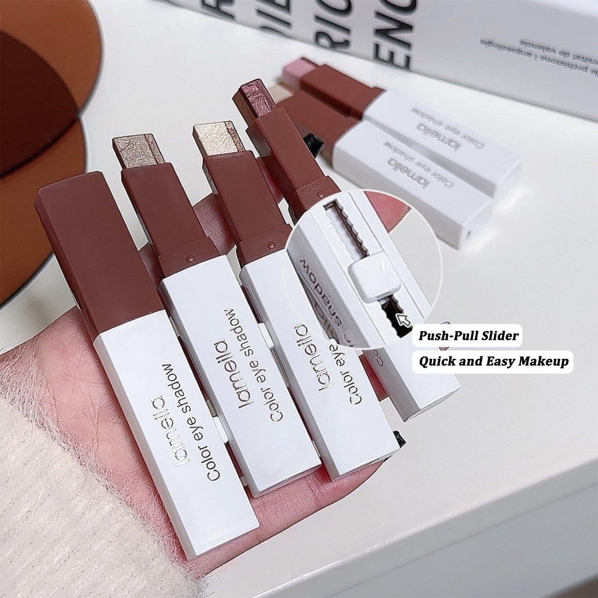 MooGlamor stick held in hand showing size and convenient travel benefit