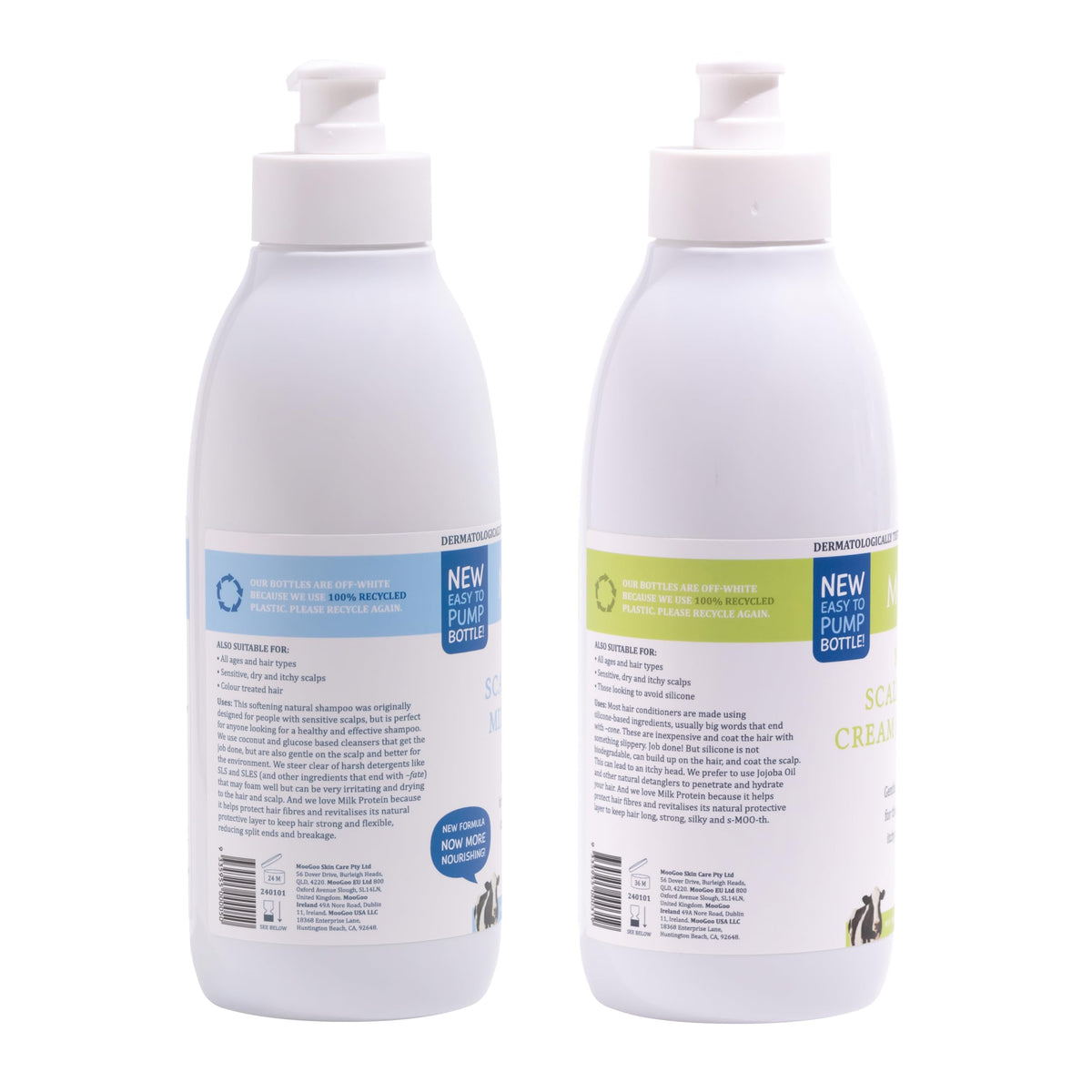 MooGoo conditioner being applied to hair ends showing detangling and softness benefit