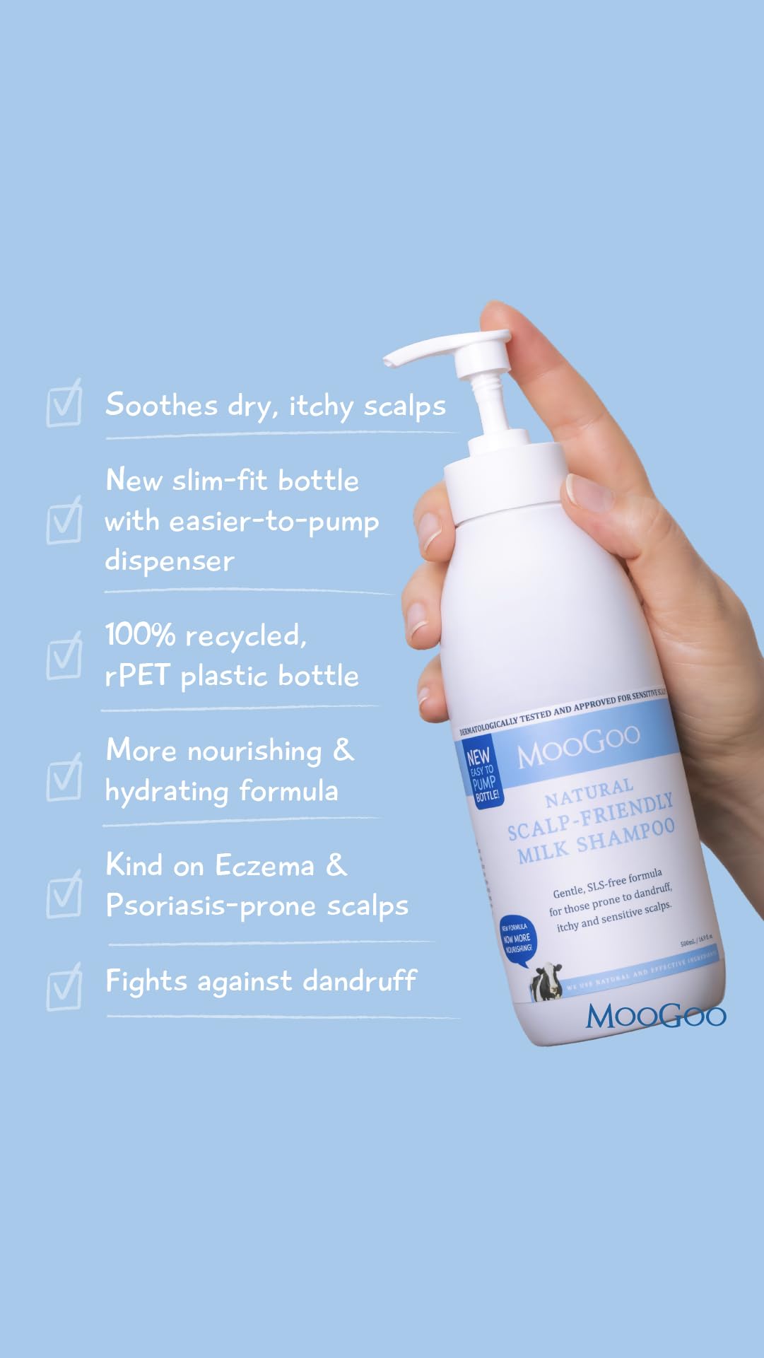 MooGoo duo in a bathroom setting with family using products for sensitive scalps benefit
