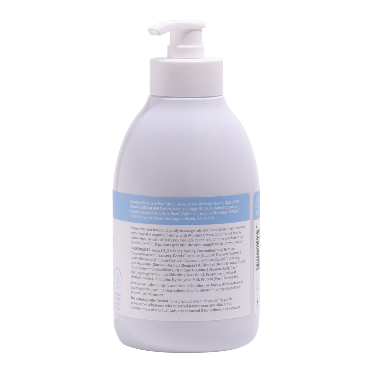 MooGoo back panel ingredients close-up showing supportive formulation facts