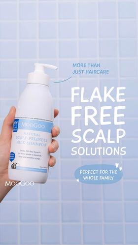 MooGoo family using shampoo in bathroom illustrating gentle everyday use