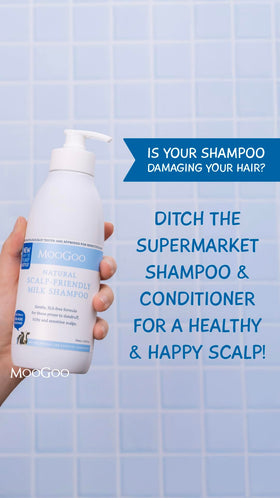 MooGoo milk protein ingredient visual showing hair-strengthening support