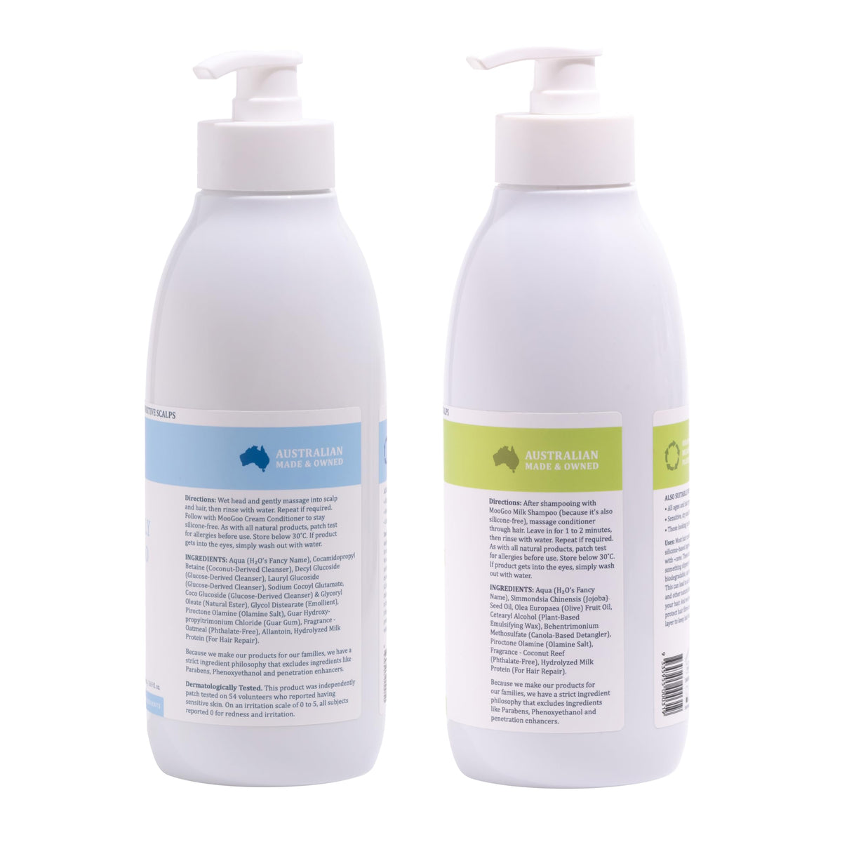 MooGoo natural ingredients like jojoba and olive visuals emphasizing nourishing benefit