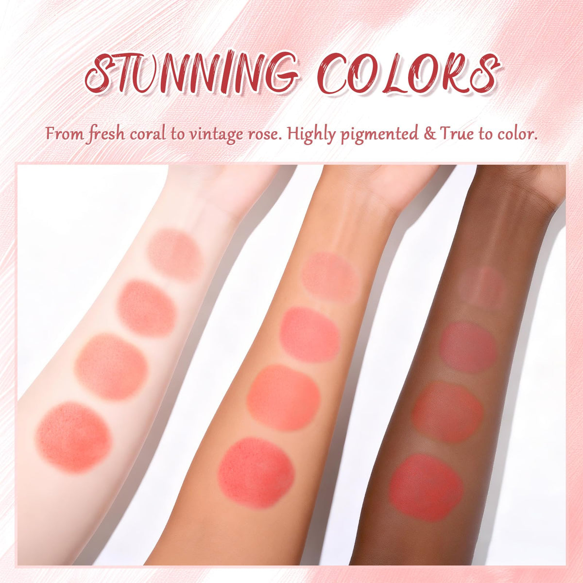MOOMARTO swatches on forearm showing true-to-tone pigmentation and range