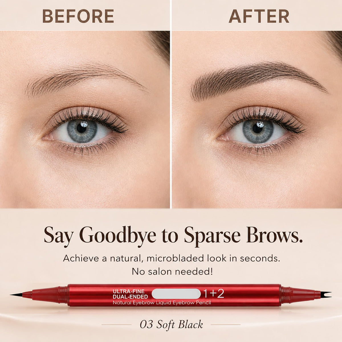 MOOMARTO ink texture stroke on skin demonstrating hair-like micro-ink for natural finish