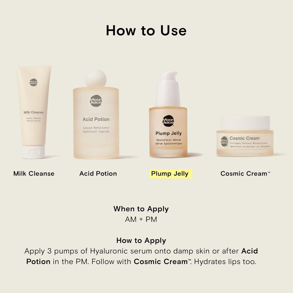 Moon Juice label detail showing ingredients list and clean beauty promise