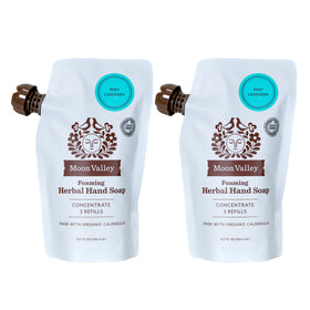 Moon Valley Organics front packaging showing mint lavender refill benefits