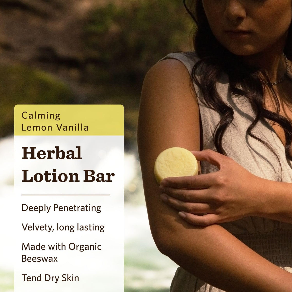 Moon Valley Organics Moon Melt bar close texture highlighting smooth beeswax hydration