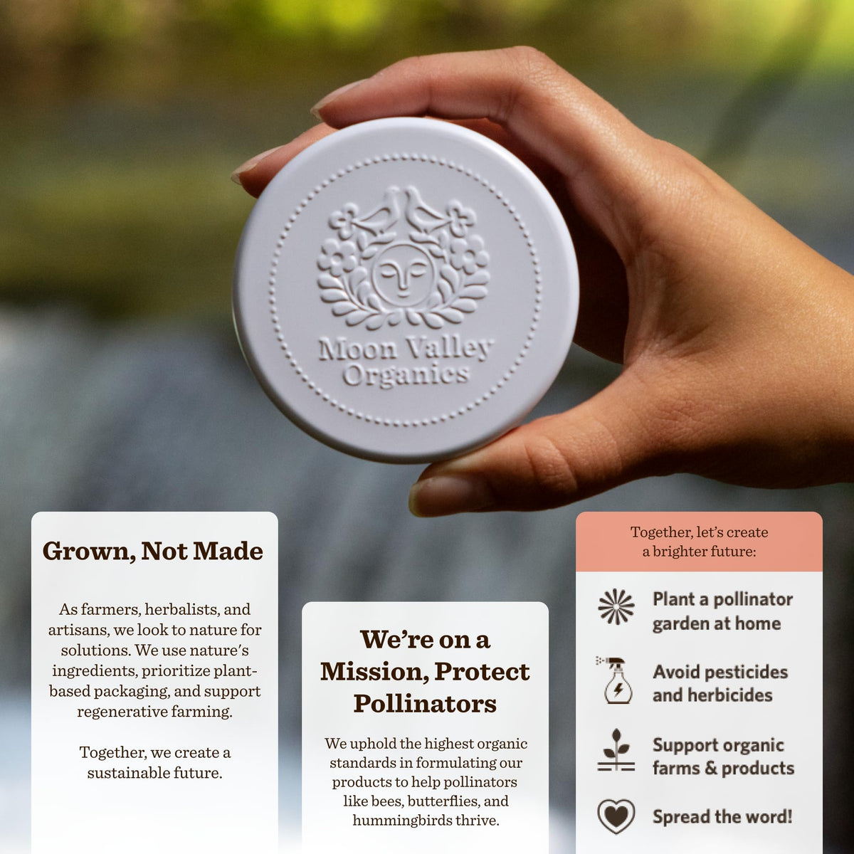 Moon Valley Organics moon melt applied to elbow to soothe dry, rough skin