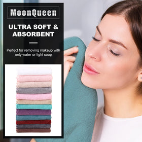 MOONQUEEN microfiber close-up showing soft fibers and gentle exfoliation benefit