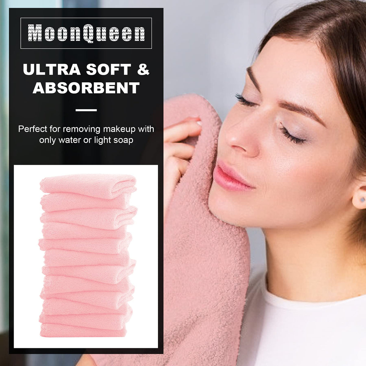 MOONQUEEN close-up microfiber texture highlights gentle cleansing