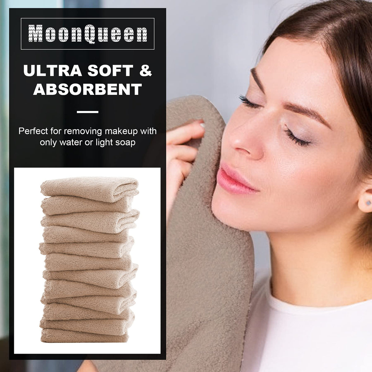 MOONQUEEN close-up microfiber texture highlighting gentle exfoliation benefit
