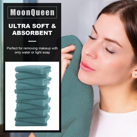 MOONQUEEN microfiber close-up showing dense weave, gentle effective cleansing