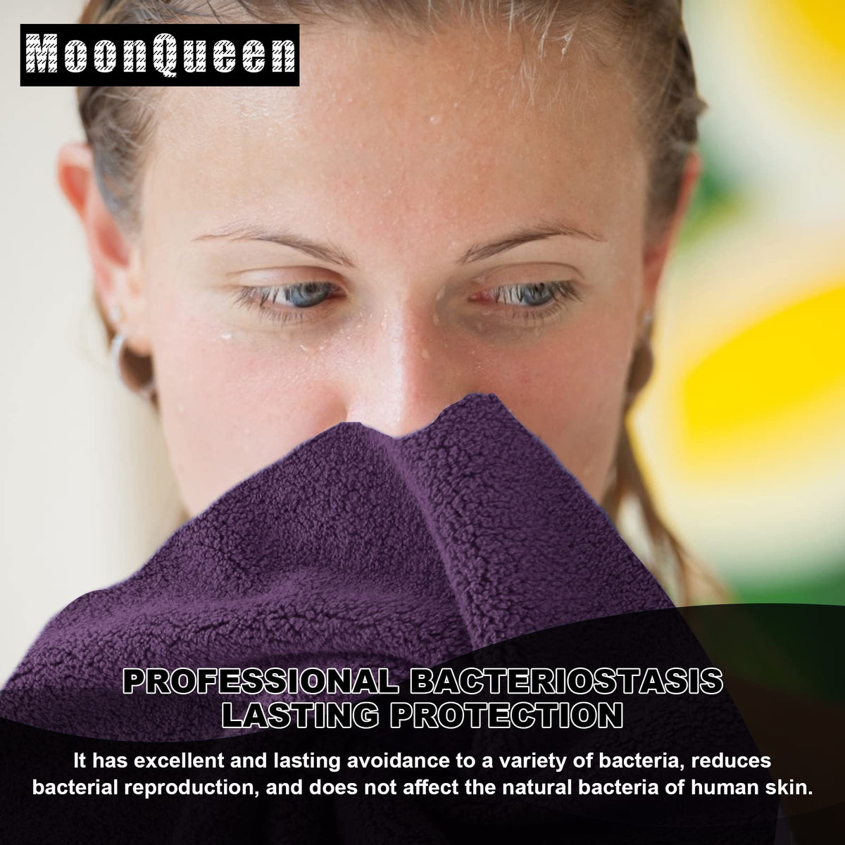 MOONQUEEN towel folded in travel pouch for quick touch-up convenience