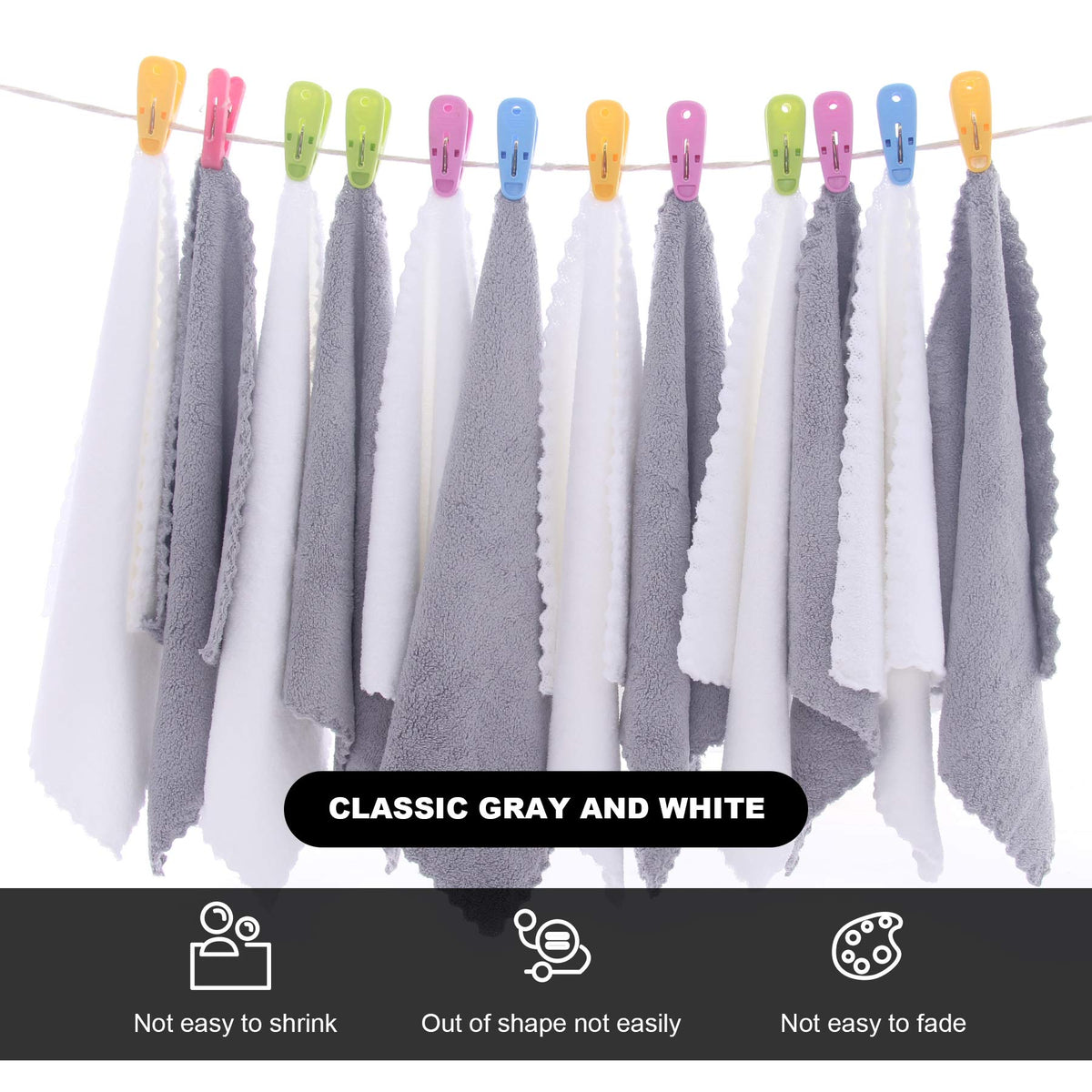 MOONQUEEN twelve cloths displayed in white grey and accent colors