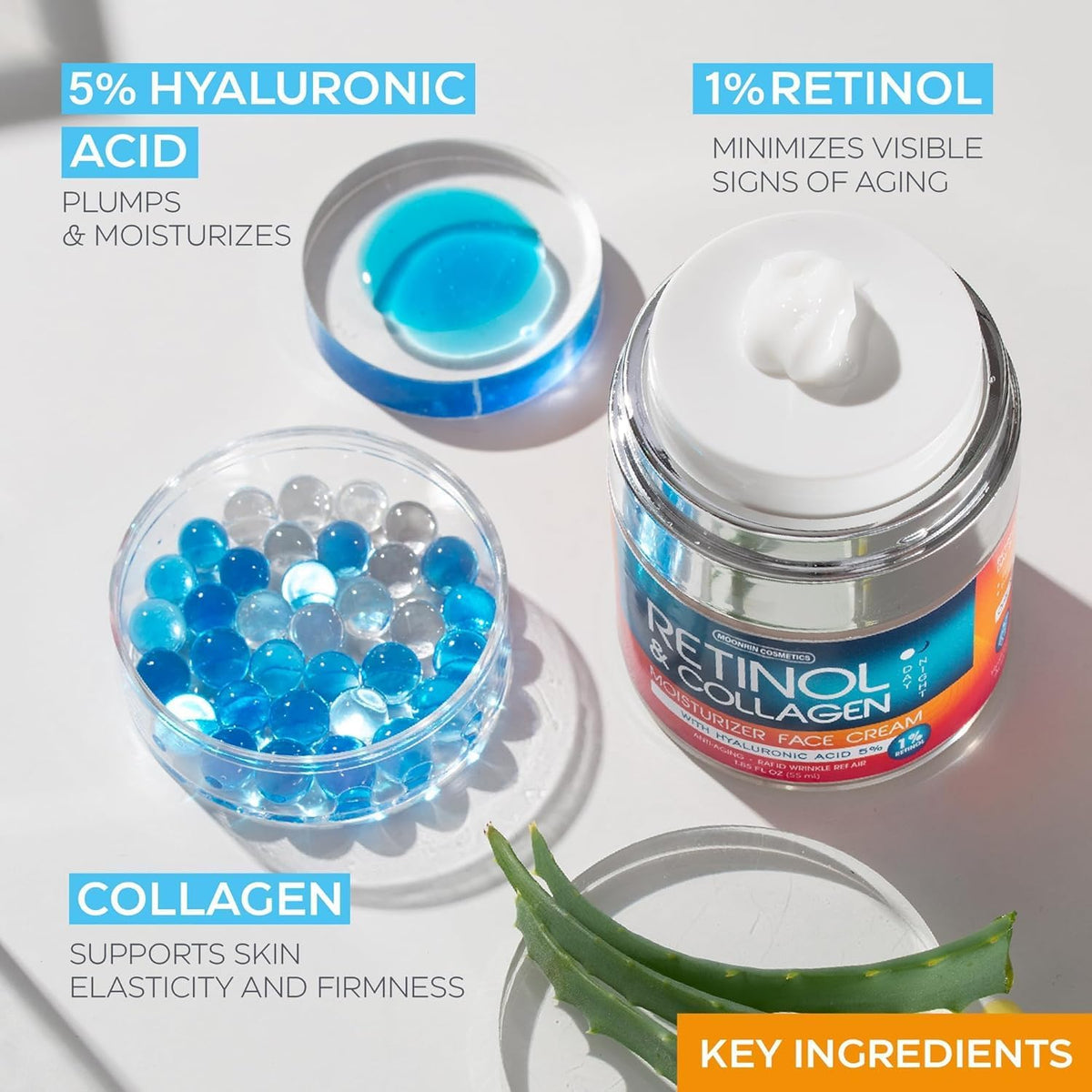 MOONRIN COSMETICS cream on hand illustrating easy spread and hydrating feel