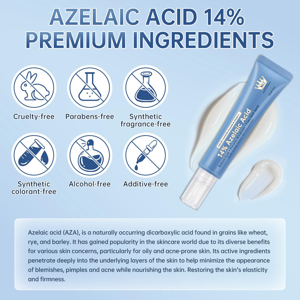 mopayzer label close-up highlighting key actives like azelaic acid for clarity
