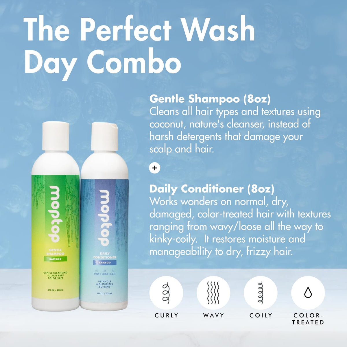 MopTop bottle label close-up highlighting sulfate-free and paraben-free text