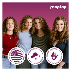 Close-up of MopTop label showing clean formula claims for ingredient transparency