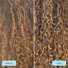 Applying MopTop custard to wet hair demonstrating even distribution and hydration