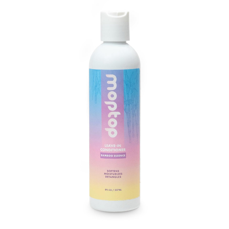 MopTop front bottle showing packaging and product identity, clear directions