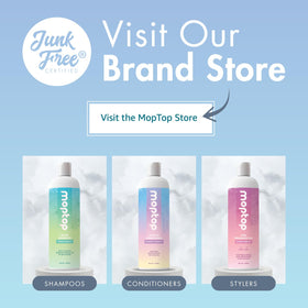 MopTop bottle on bathroom shelf in lifestyle scene for everyday use appeal